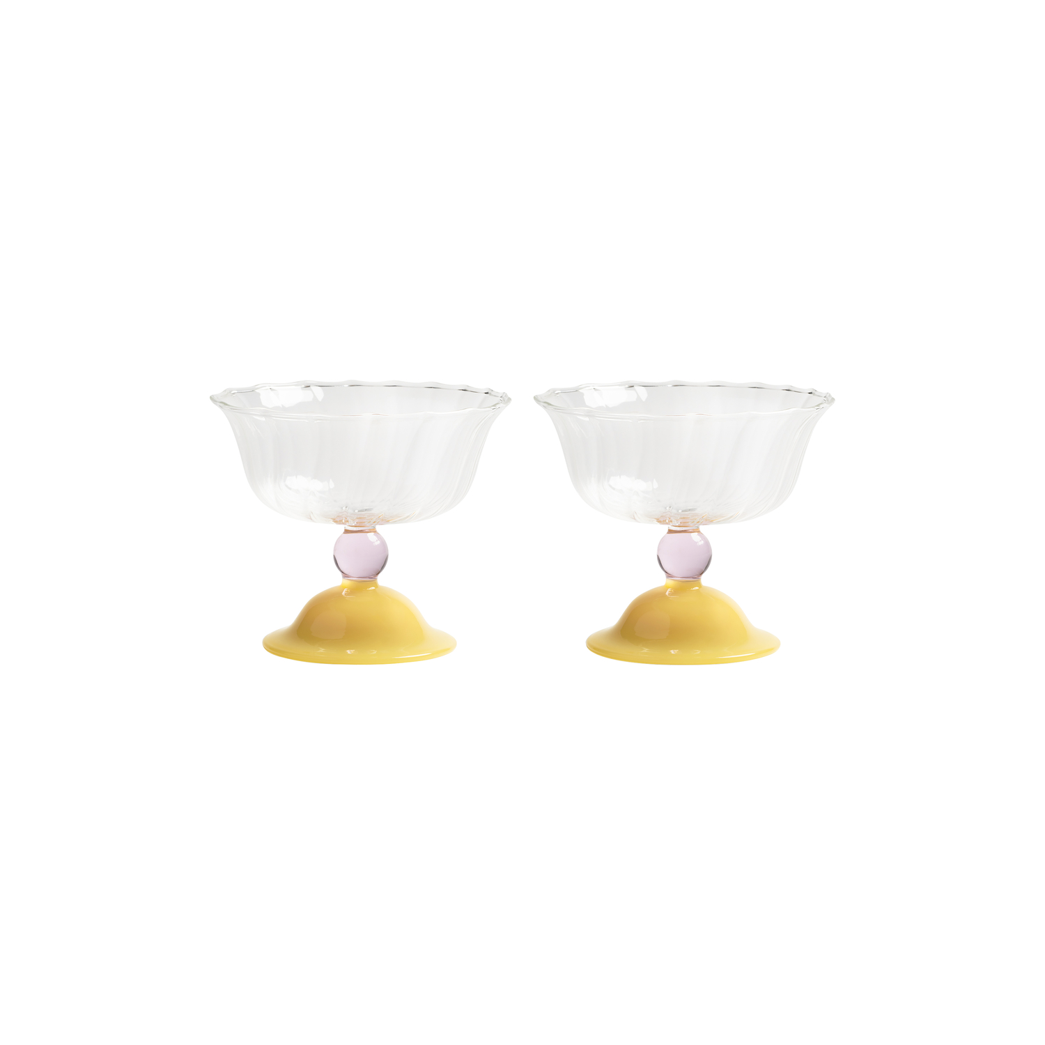Klevering Yellow & - Set Of 2 Tulip - Borosilicated Glass