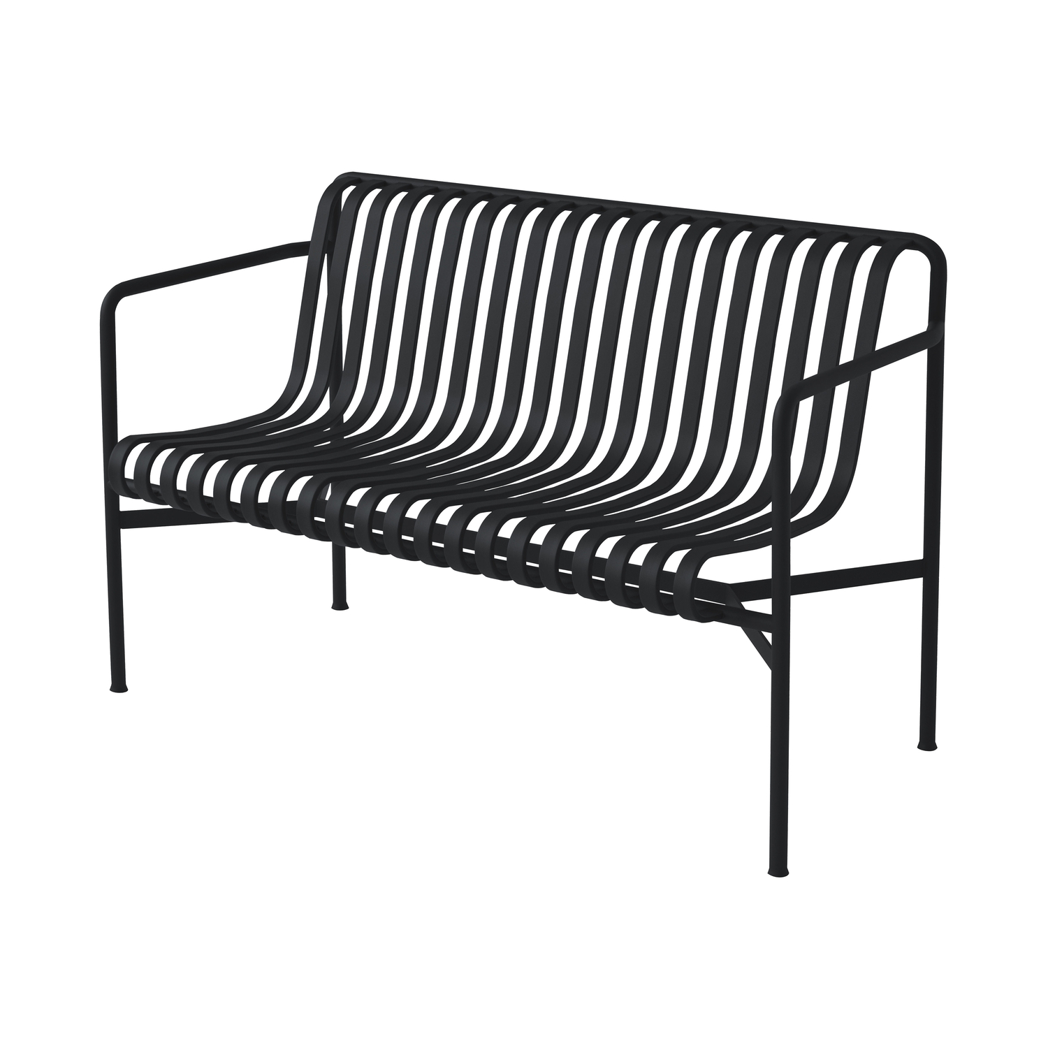 Hay Black - Bench With Backrest Palissade - Epoxy Lacquered Steel - Designer Ronan & Erwan Bouroullec