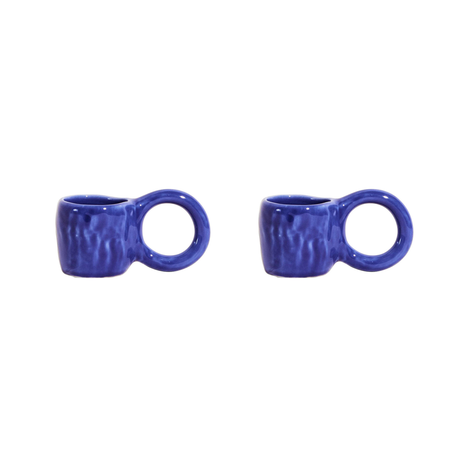 Petite Friture - Ø 6 x H 5,5 cm - Lot de 2 Donut - Bleu - Faïence émaillée - Designer Pia Chevalier Petite Friture - Ø 6 x H 5,5 cm - Lot de 2 Donut - Bleu - Faïence émaillée - Designer Pia Chevalier
