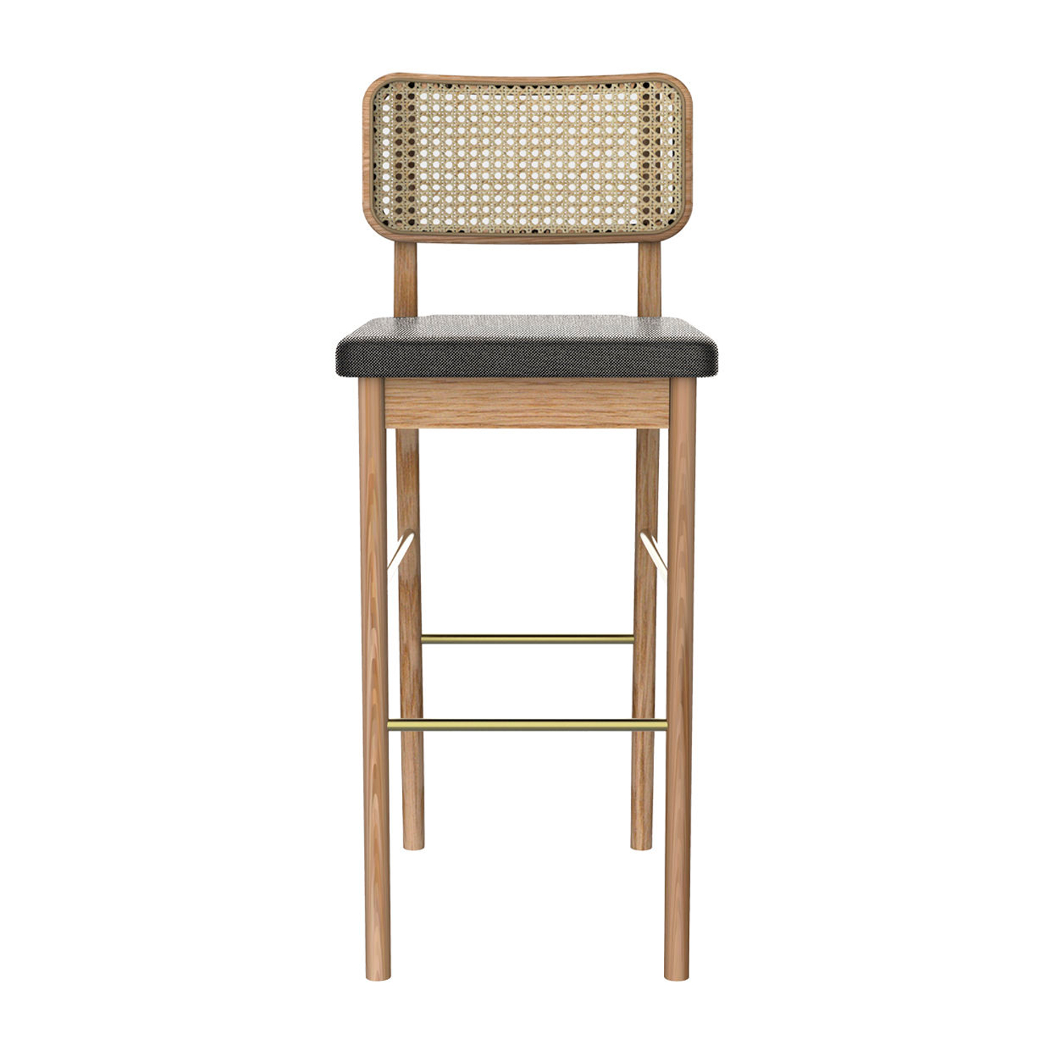 Red Edition Red/Grey Edition - Padded Bar Chair Cannage - Solid Oak