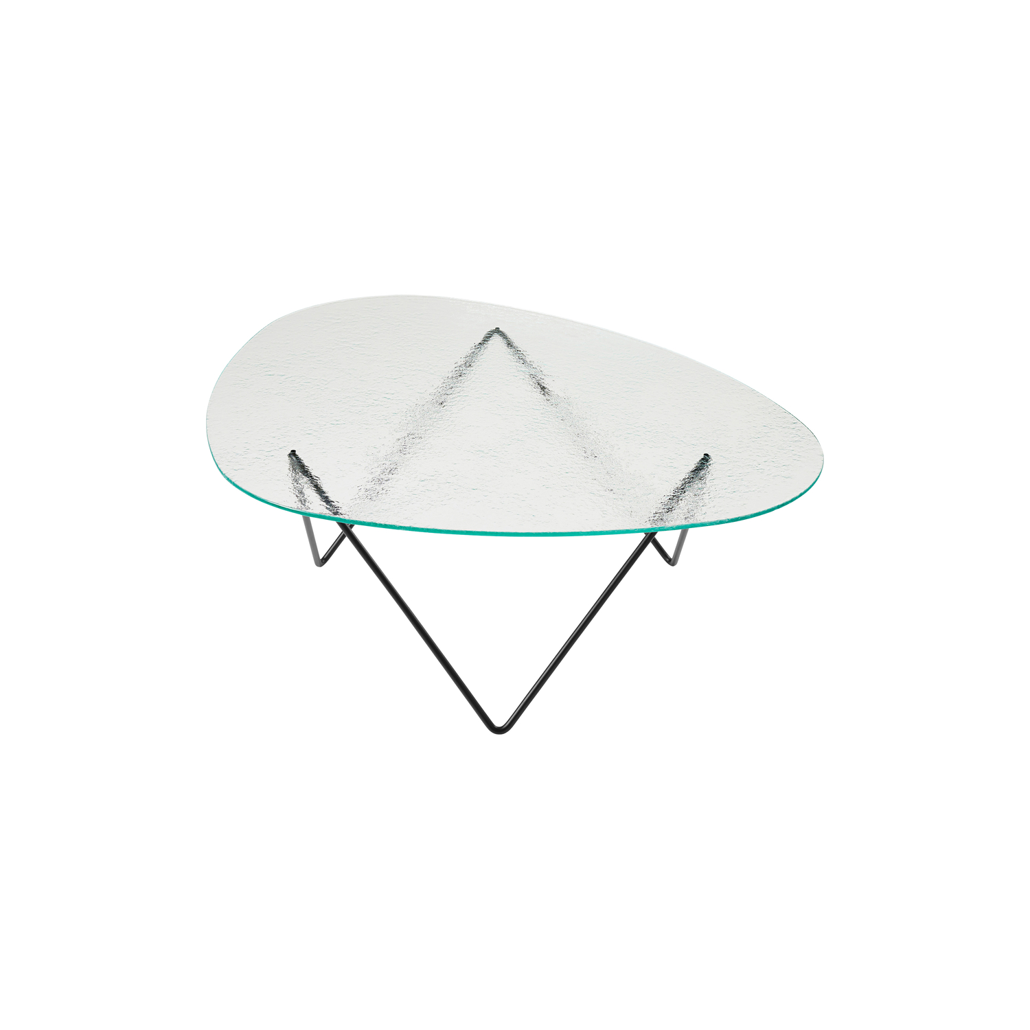 Gubi - Table basse Pedrera - Transparent - Verre trempé texturé - Designer Barba Corsini