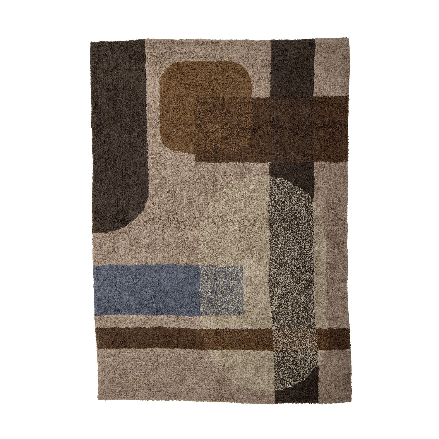 Bloomingville Blue/Beige - Rug Tapis - Multicoloured - Tufted Cotton
