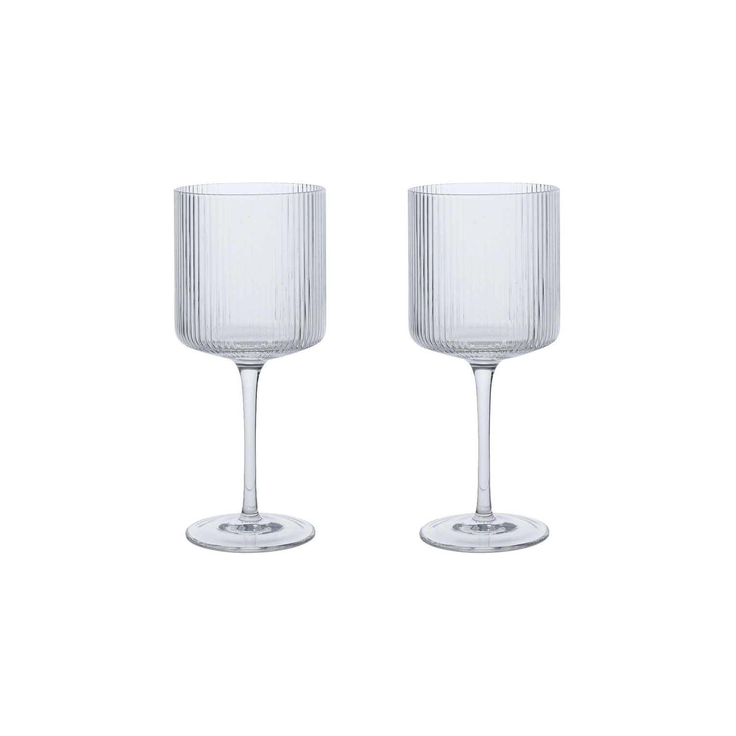 Ferm Living Red - Set Of 2 - 32.5 Cl Ripple - Transparent - Mouth Blown Glass - Designer Trine Andersen