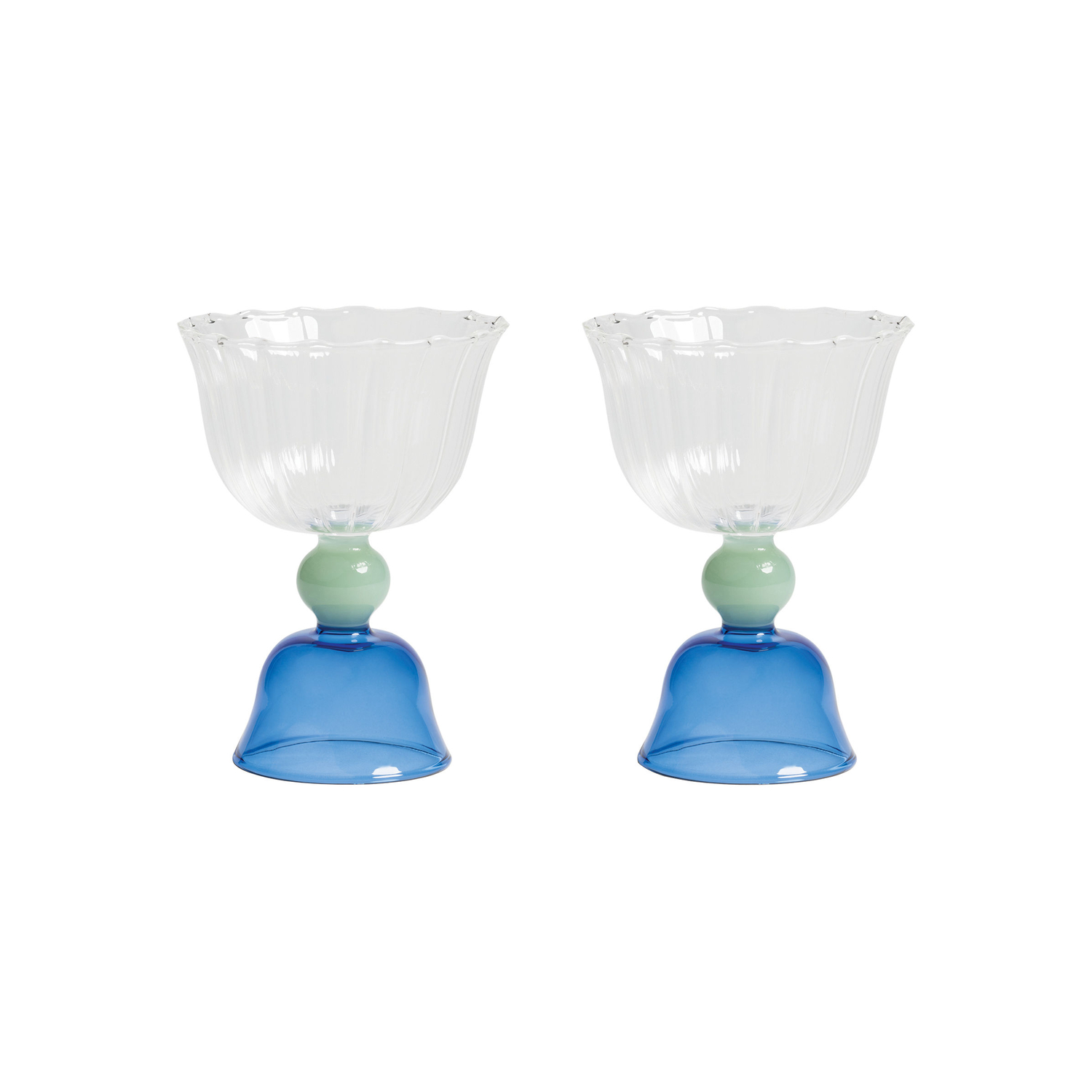 Klevering Blue & - Set Of 2 - 20 Cl Tulip - Glass