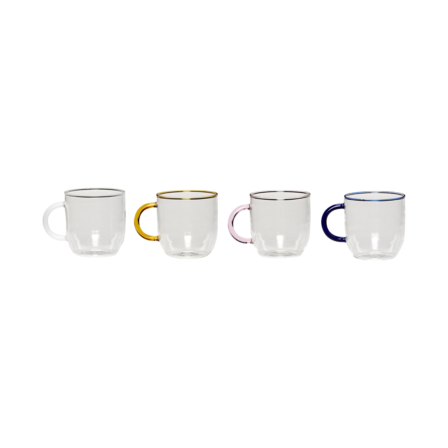 Hübsch Amber/Blue/Pink - Set Of 4 - 35 Cl Kiosk - Multicoloured - Mouth Blown Glass