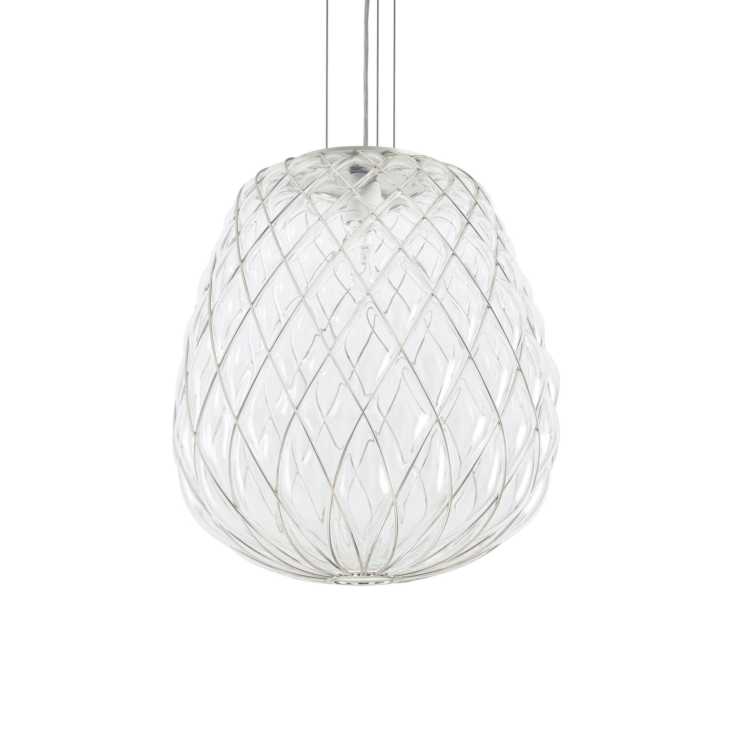 Fontana Arte White/Light - Pendant Pinecone - Transparent - Mouth Blown Glass - Designer Paola Navone