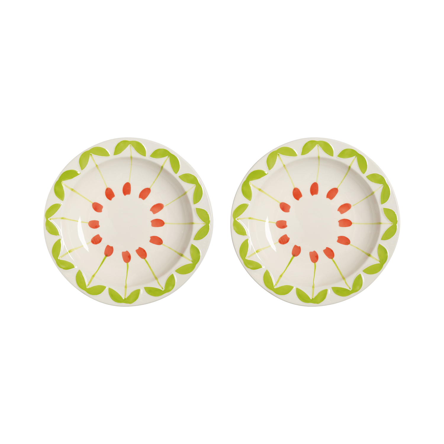 Klevering Red & - Set Of 2 - Ø 22.5 X H 3.5 Cm Folk - China
