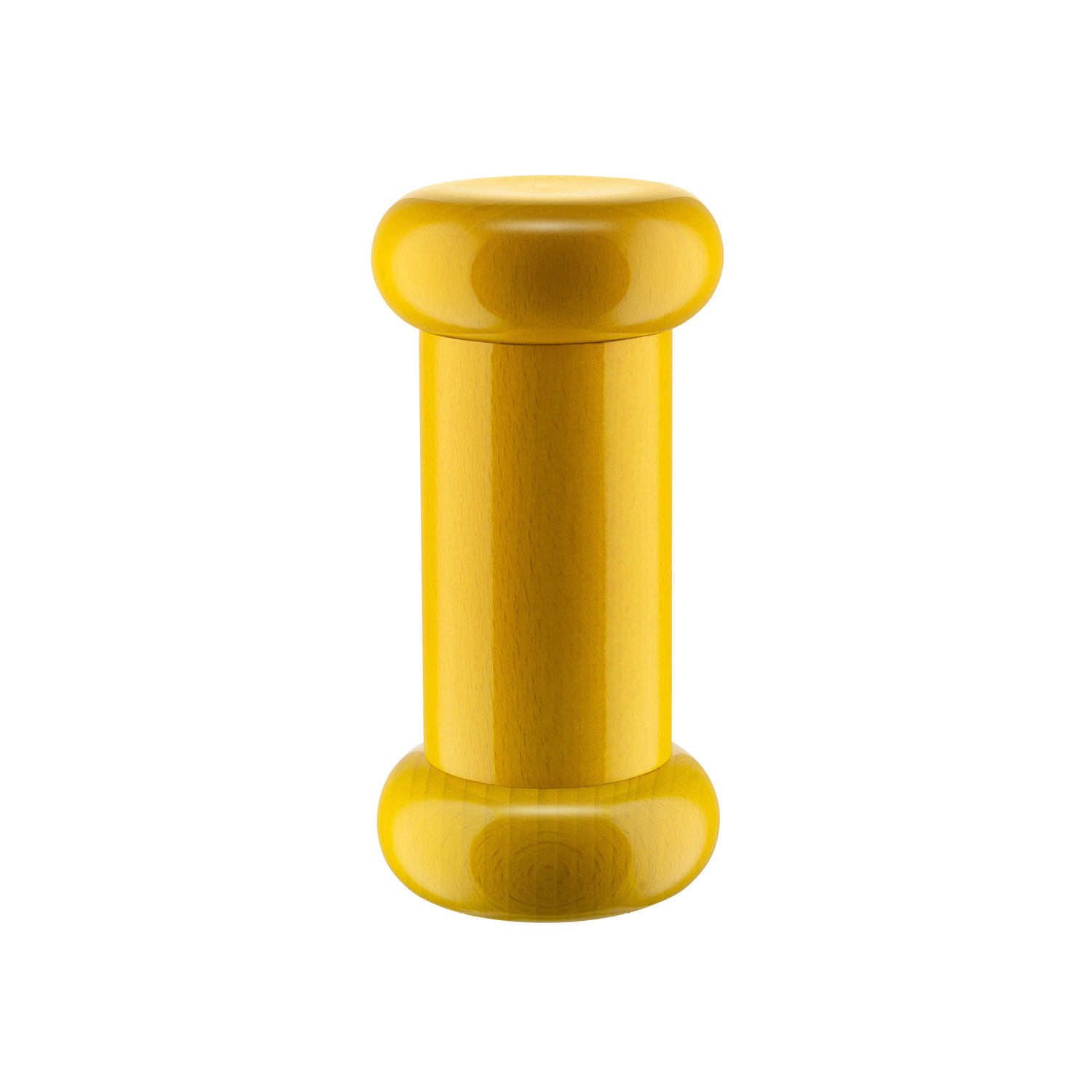 Alessi Yellow - Salt And Pepper Mill 100 Values Collection - Solid Turned Beech, Fsc-Certified - Designer Ettore Sottsass