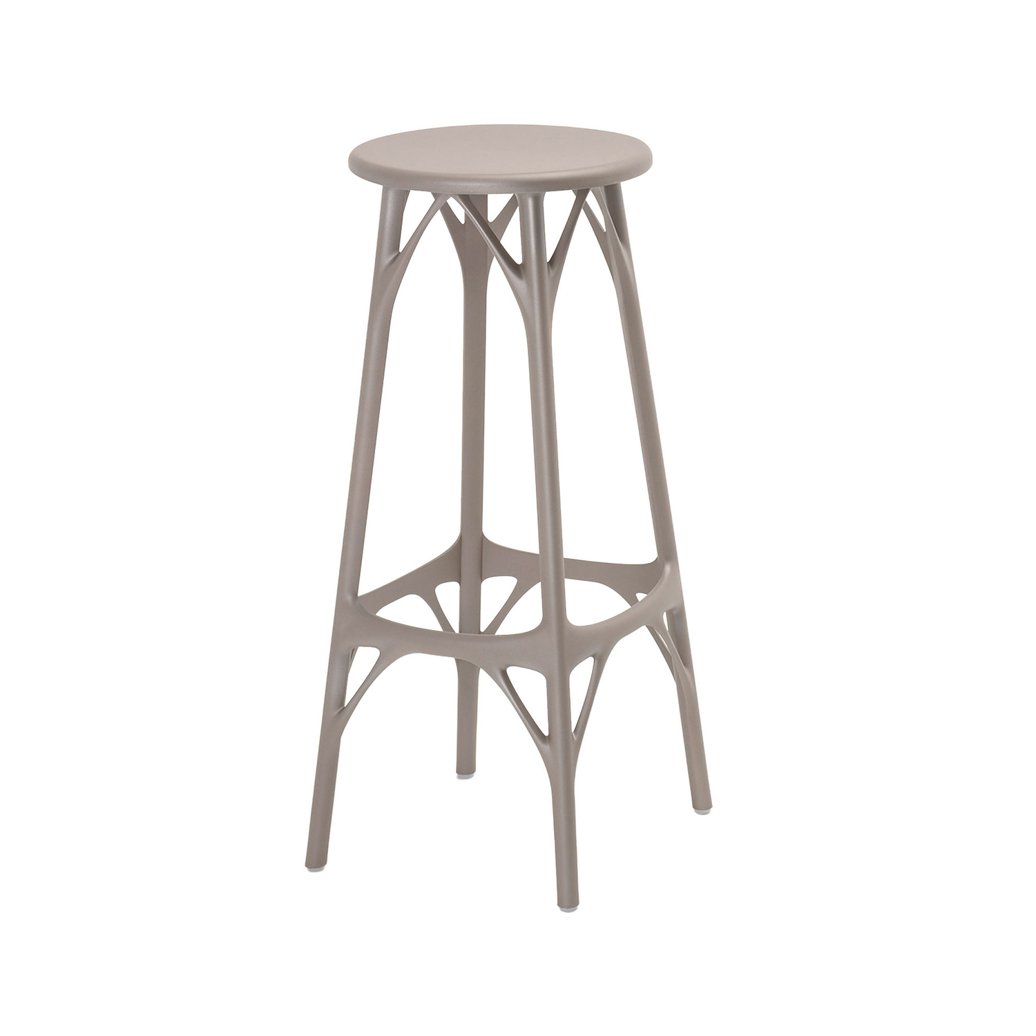 Kartell Grey - Bar Stool A. I - Recycled Thermoplastic Technopolymer - Designer Philippe Starck