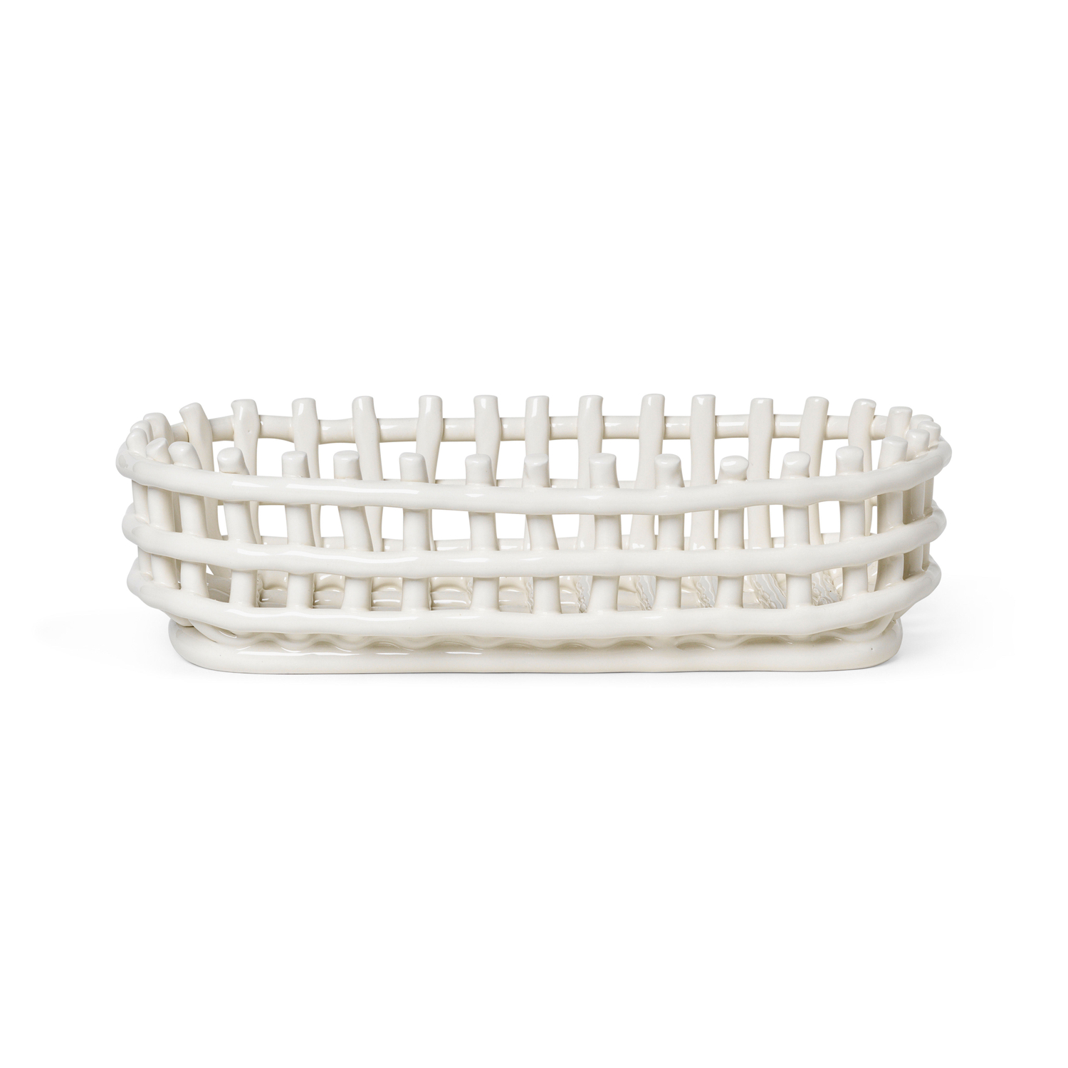Ferm Living White - Basket Ceramic - Glazed Ceramic