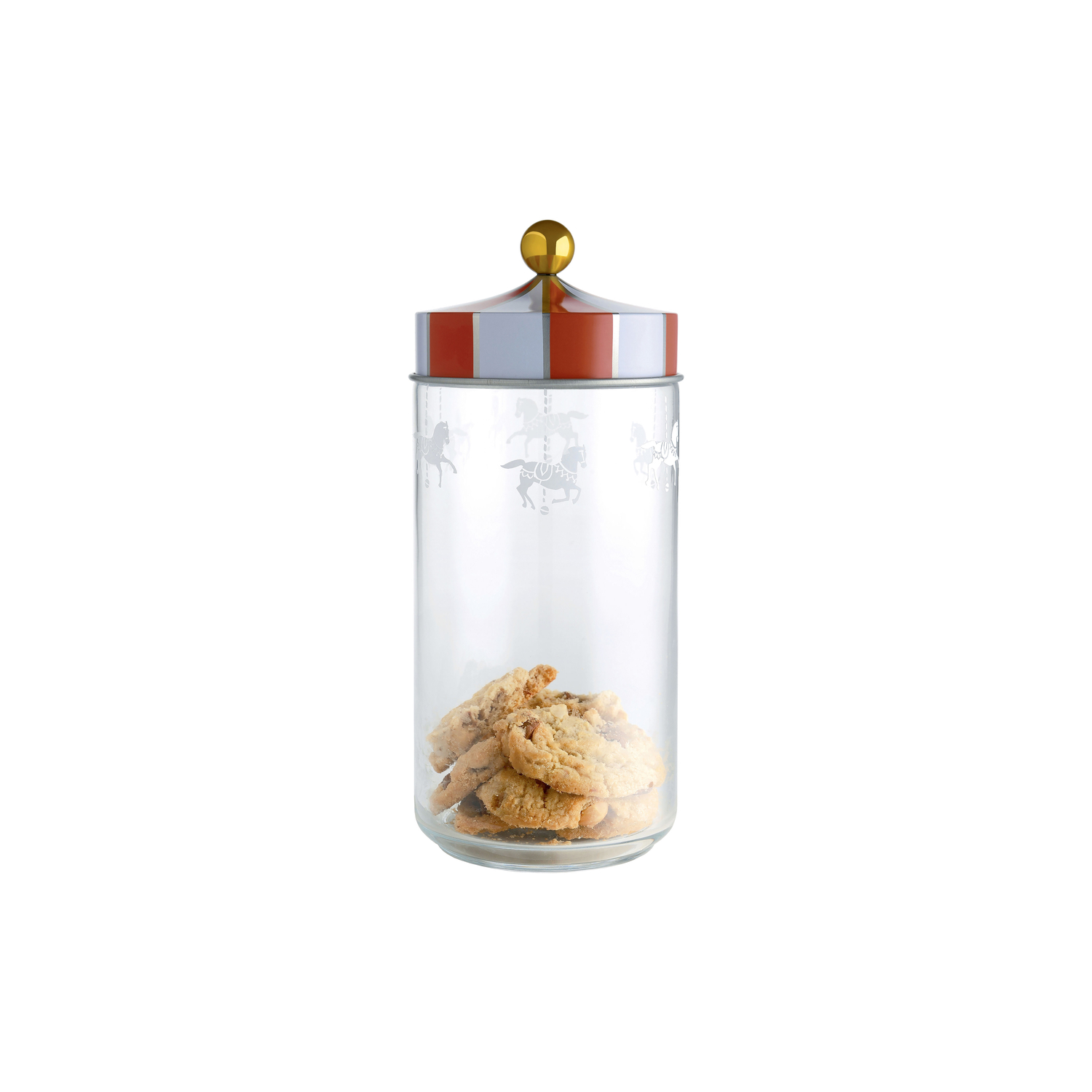 Alessi White/Black/Yellow - Airtight Jar Circus - Transparent - Tinplate - Designer Marcel Wanders