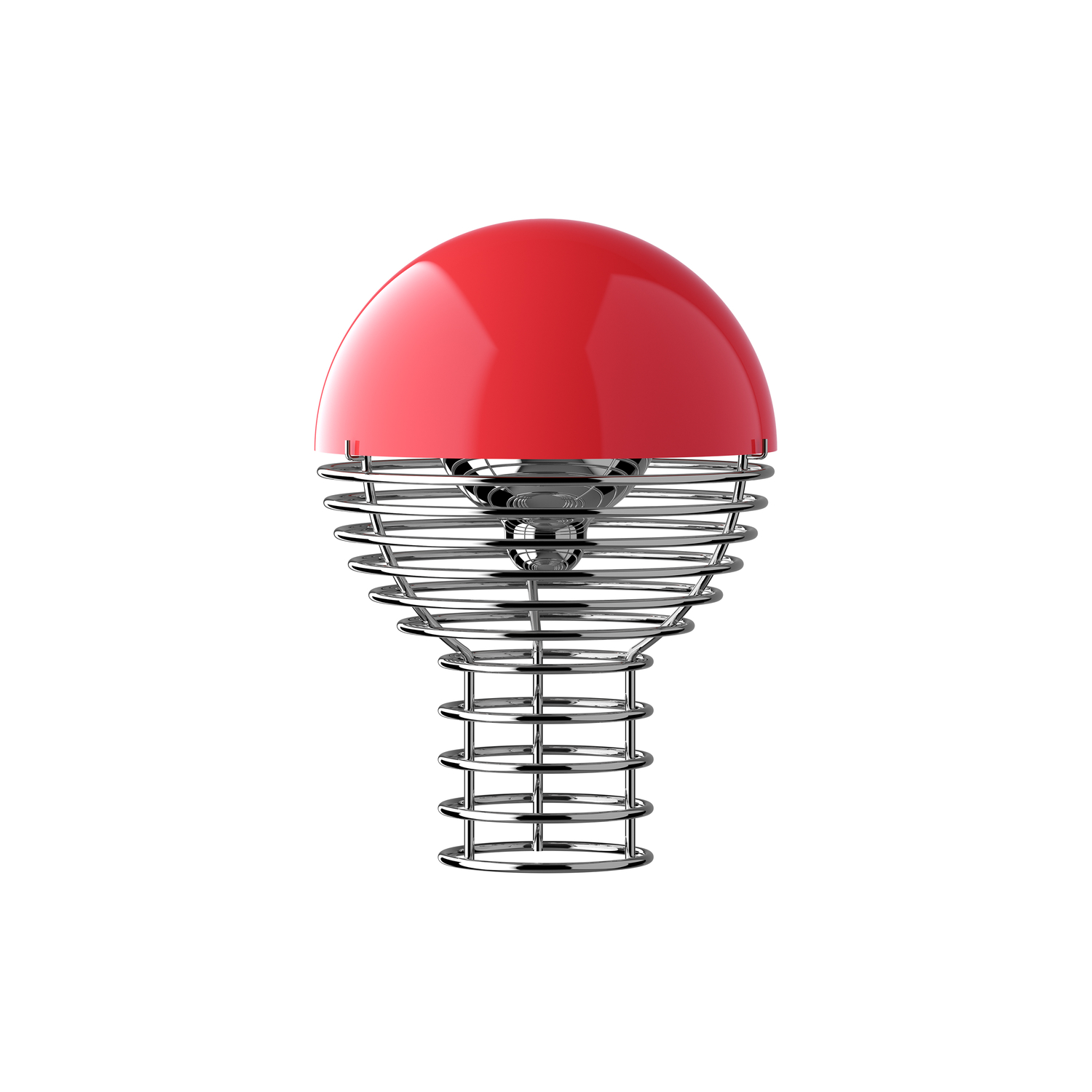 Verpan Red - Wireless Rechargeable Lamp Wire - Chromed Steel - Designer Verner Panton
