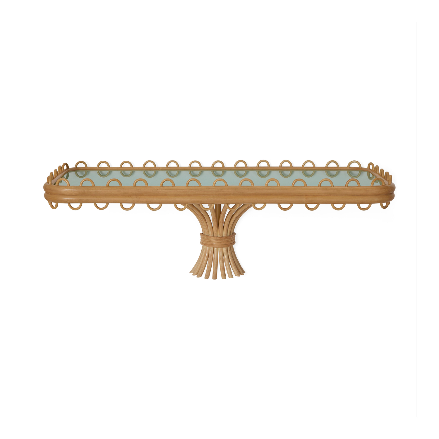 Jonathan Adler - Console murale Riviera - Vert - Rotin - Designer Jonathan Adler