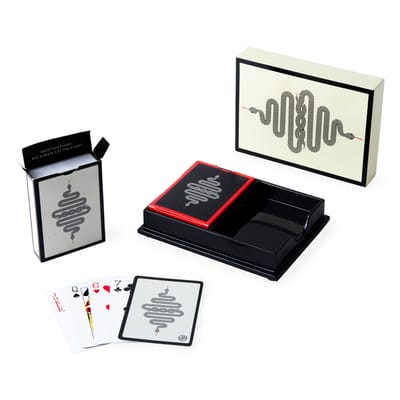 Jeu de cartes Eden bois blanc noir / 2 jeux de cartes dans coffret bois laqué - Jonathan Adler