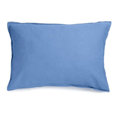 Taie d'oreiller 50 x 70 cm tissu bleu / Lin lavé (aspect froissé) - Au Printemps Paris