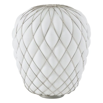 Lampe de table Pinecone verre blanc / Ø 50 x H 52 cm - résille métal - Fontana Arte