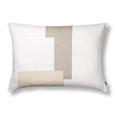 Coussin Part Large tissu blanc beige / 80 x 60 cm - Patchwork lin & coton - Ferm Living