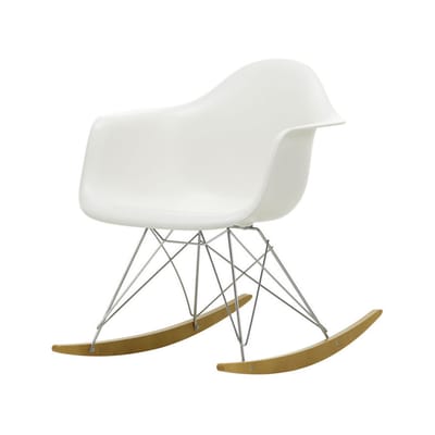 Rocking chair RAR - Eames Plastic Armchair plastique blanc / (1950) - Pieds chromés & bois clair - V