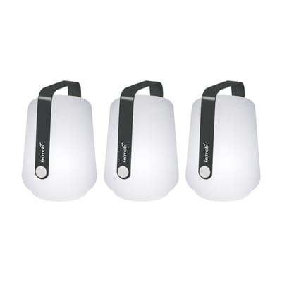 Lampe extérieur sans fil rechargeable Balad plastique noir / H 13,5 cm - Set de 3 - Fermob