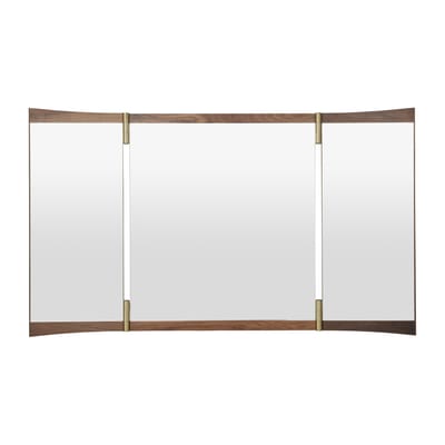 Miroir mural Vanity 3 bois naturel / L 116,6 x H 69 cm - Pivotant / Panneaux articulés - Gubi