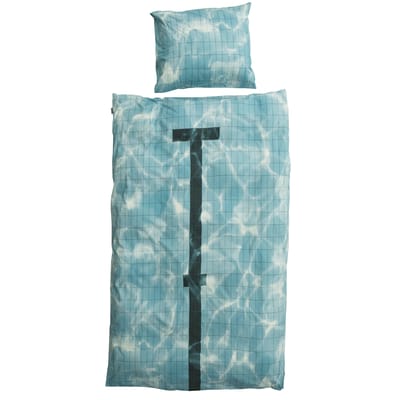 snurk - parure de lit 1 personne en tissu, percale coton couleur bleu 200 x 140 30 cm made in design