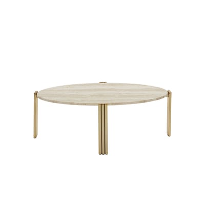 Table basse Tribus pierre or beige / Travertin - 92 x 47 x H 35 cm - AYTM
