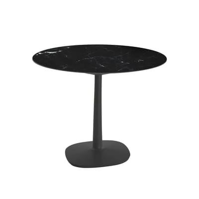 Table ronde Multiplo indoor/outdoor - céramique pierre noir / Grès effet marbre / Ø 78 cm - Kartell