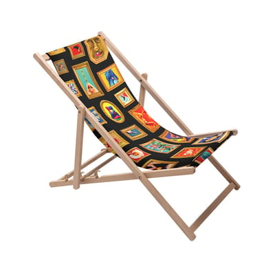 Chaise longue pliable inclinable Toiletpaper bois multicolore noir / Frames - Seletti