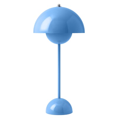 Lampe de table Flowerpot VP3 métal bleu / H 50 cm - By Verner Panton, 1968 - &tradition