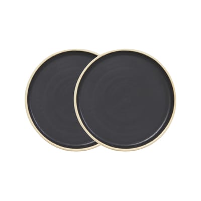 frama - assiette à dessert otto en céramique, grès émaillé couleur noir 16.13 x 2 cm made in design