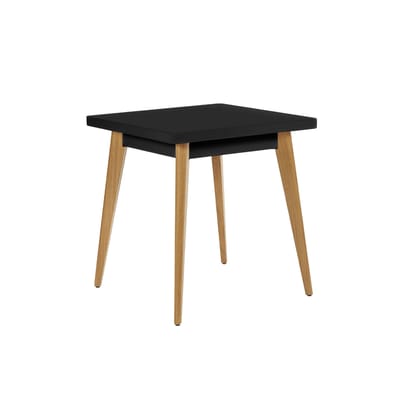 Table carrée 55 métal noir / Pieds chêne - 70 x 70 cm - Tolix
