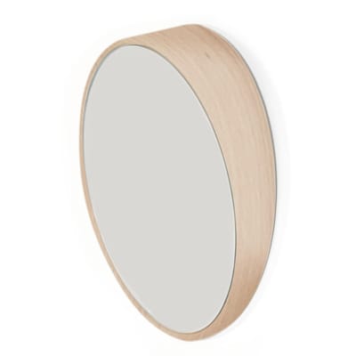 Miroir Odilon Small verre bois naturel / Ø 25 cm - à poser ou suspendre - Hartô