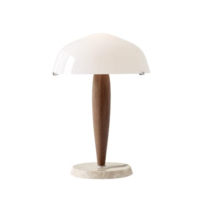 Lampe de table Herman SHY3 verre pierre blanc bois naturel / Ø 25 x H 36 cm - Noyer, marbre - &tradi