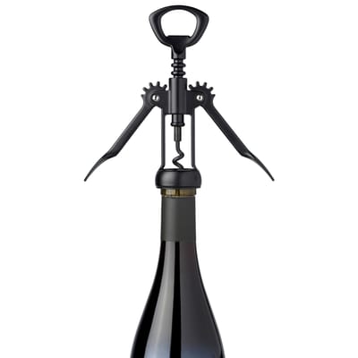 l'atelier du vin - tire-bouchon en métal, acier téflonisé couleur noir 20.9 x 13.2 4 cm designer made in design