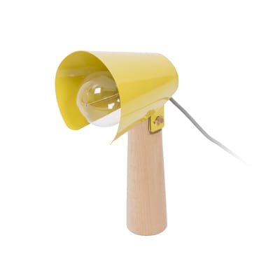 enostudio - lampe de table brother & sister en bois, hêtre couleur jaune 16 x 33.02 38 cm designer thomas merlin made in design