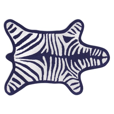 jonathan adler - tapis de bain zebra en tissu, coton couleur bleu 112 x 79 26.21 cm designer made in design