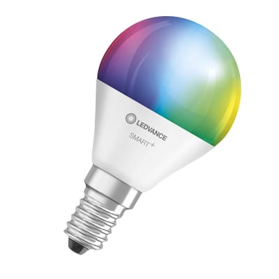 Ampoule LED E14 connectée Smart+ plastique blanc / Mini Globe - Multicolore RGBW / 4,9W=40W - WiFi / Variable - Ledvance