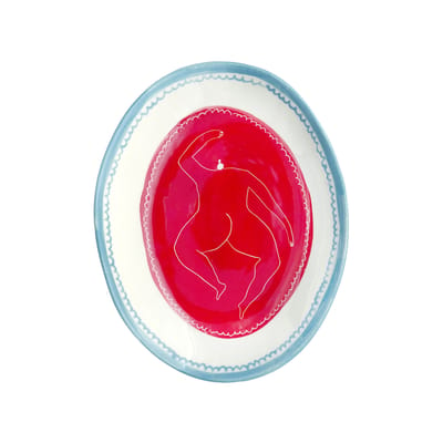 laetitia rouget - assiette vaisselle en céramique, grès couleur rouge 17 x 22 2.5 cm designer laëtitia rouget made in design