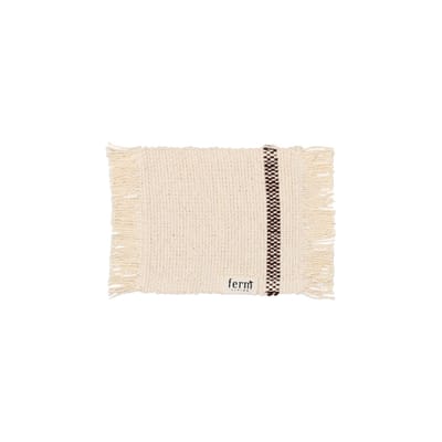Dessous de verre Savor tissu blanc marron / Coton organique - Set de 4 - Ferm Living
