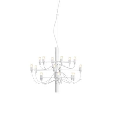 Suspension 2097 métal blanc / 18 ampoules dépolies INCLUSES - Ø 69 cm/ Gino Sarfatti, 1958 - Flos