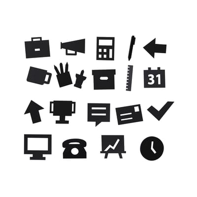 Set Symboles Office plastique noir / pour tableau perforé - Design Letters