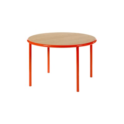 Table ronde Wooden rouge bois naturel / Ø 120 cm - Chêne & acier - valerie objects