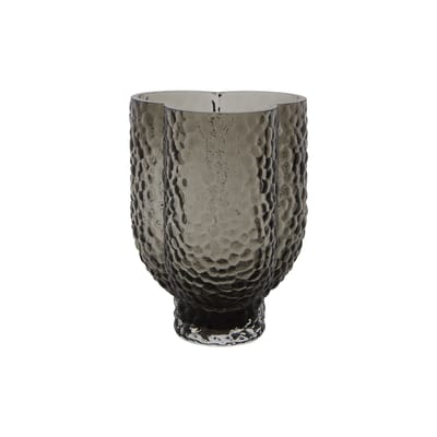 Vase Arura Trio verre gris / 13,5 x 11,9 x H 18 cm - Verre texturé - AYTM
