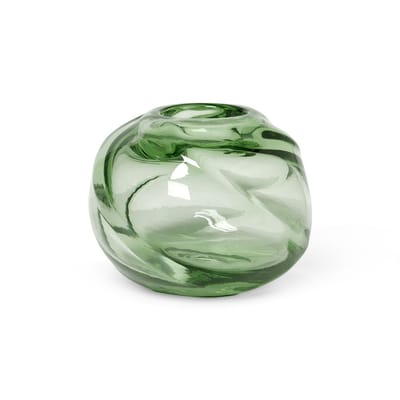 Vase Water Swirl verre vert / Verre recyclé soufflé bouche - Ø 21 x H 16 cm - Ferm Living