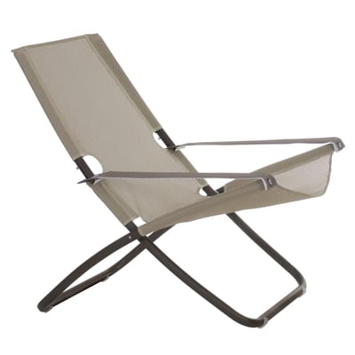 Chaise longue pliable inclinable Snooze tissu marron métal & tissu marron bronze / 2 positions - Emu