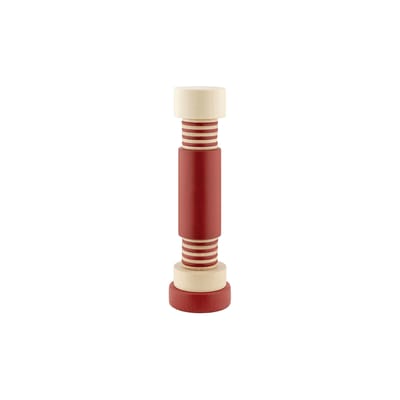 alessi - moulin à sel et poivre twergi rouge 9 x 27 cm designer ettore sottsass bois, hêtre massif peint