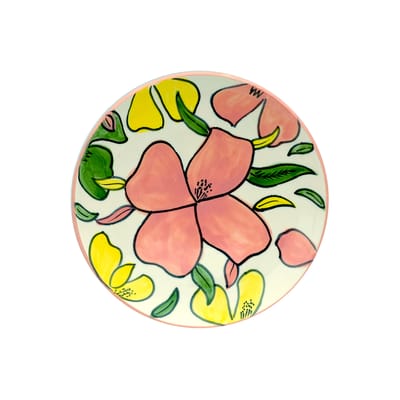 popus editions - assiette à dessert flower multicolore 22 x 2 cm designer fanny gicquel céramique