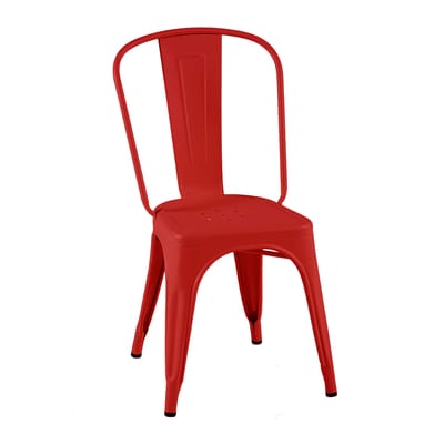 Chaise empilable A Outdoor métal rouge / Inox Couleur - Pour l'extérieur - Tolix