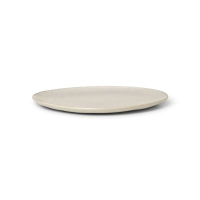 ferm living - assiette à dessert flow en céramique, porcelaine émaillée couleur blanc 22.89 x 1.5 cm made in design