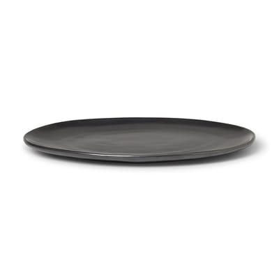 ferm living - assiette flow en céramique, porcelaine émaillée couleur noir 22.89 x 1.5 cm made in design